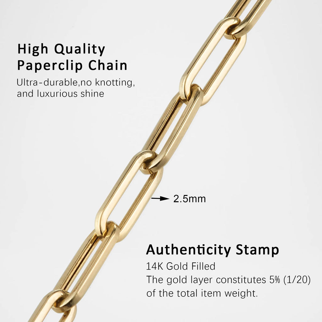 AHSIWC 14K Gold Chain Necklaces 2.5mm Paperclip Chains for Women Trendy Non-tarnish Necklace Unisex Gold Jewelry Gifts Sweat Proof and Fade Resistant Lifetime Quality（18-24Inches）