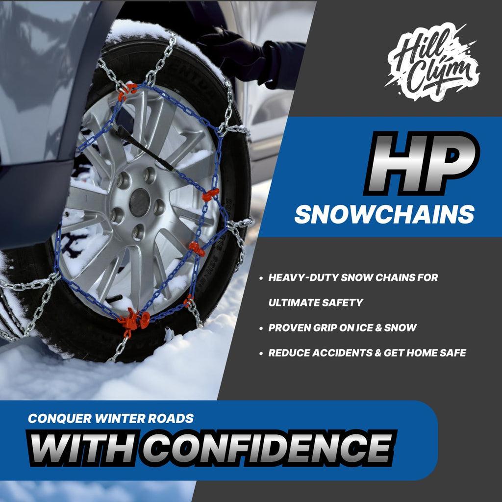 Snow Chains for Pickup Trucks & SUVs Off-road, Heavy Duty Quick Fit & Easy Installation Snow Tire Chains, Portable Reusable Emergency Tire Traction Chain, Set of 2 (HP2335)