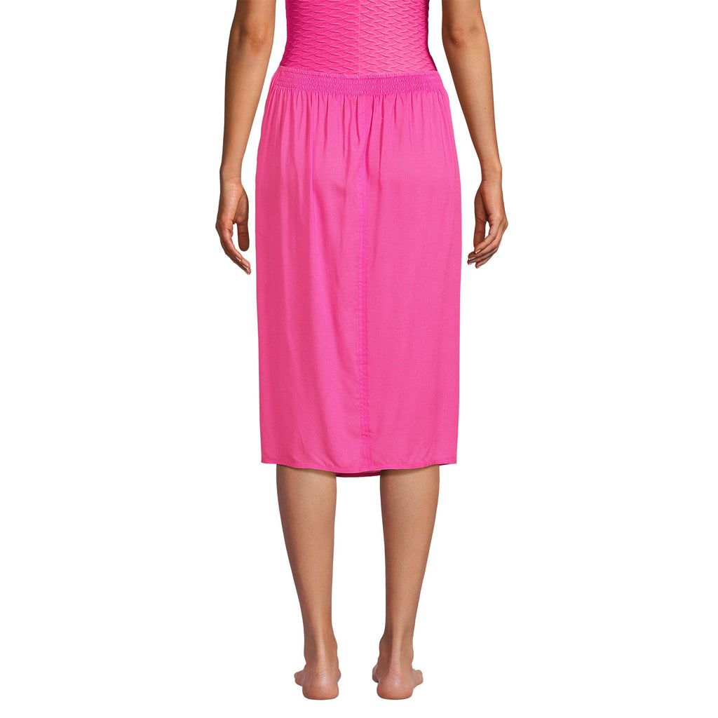 Lands' End Women's Twist Front Knee Length Swim Cover-up Skirt X-Small Prism Pink