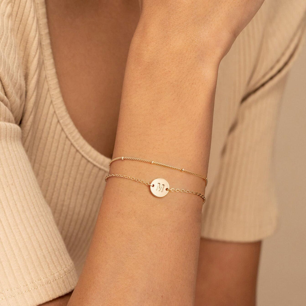 MONOZO Gold Initial Bracelets for Women Birthday Gifts, 18K Gold Plated Layered Letter Initial Bracelet Jewelry Dainty Disc Letter K Initial Charm Bracelets for Women Birthday Jewelry Gifts