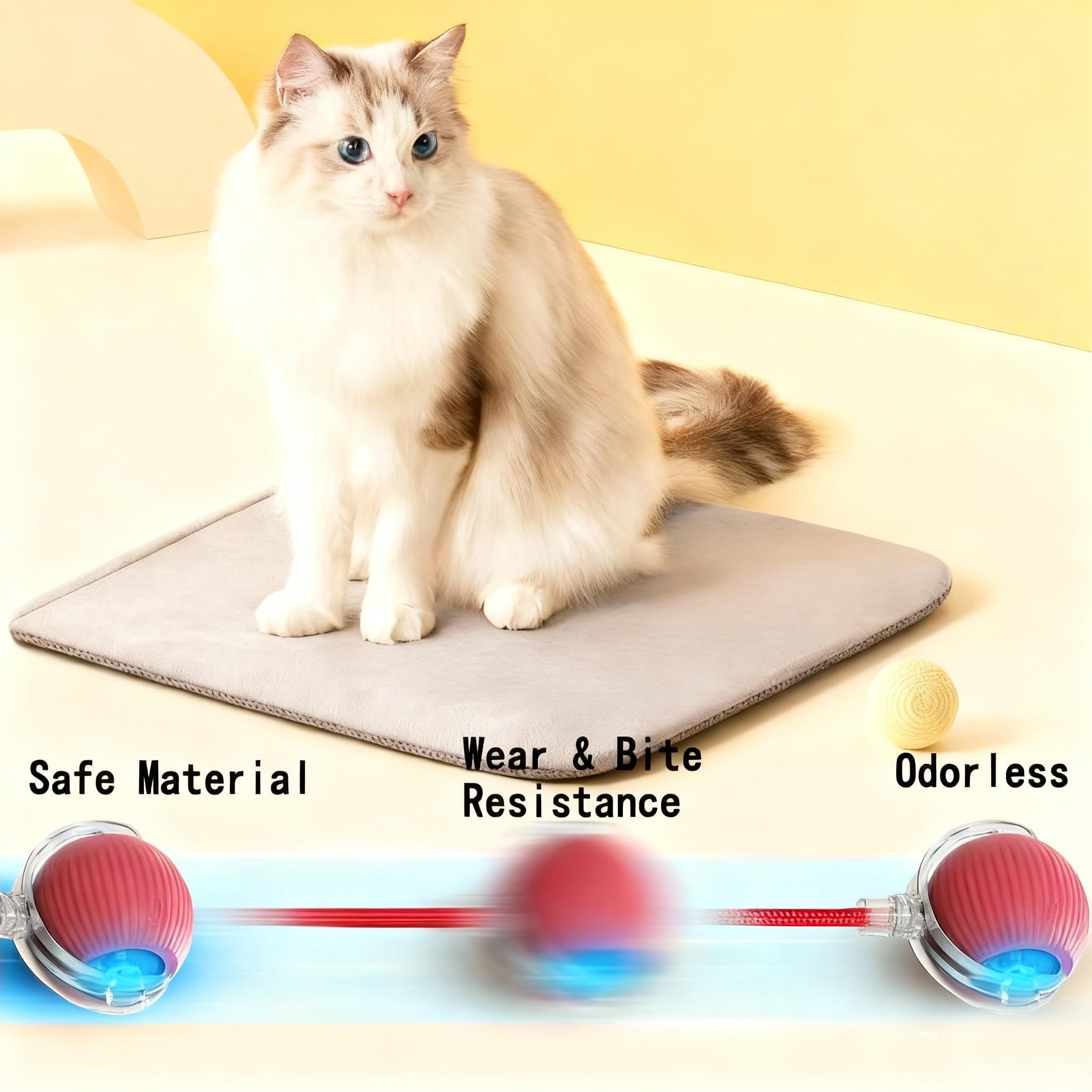 Liedrg Interactive Cat Toy Ball for Indoor Cats, Automatic Moving Cat Ball with String Tail, 3 Interaction Modes Smart Rolling Pet Toy, Type-C Rechargeable Silent Kitten Toy for Boredom & Exercise