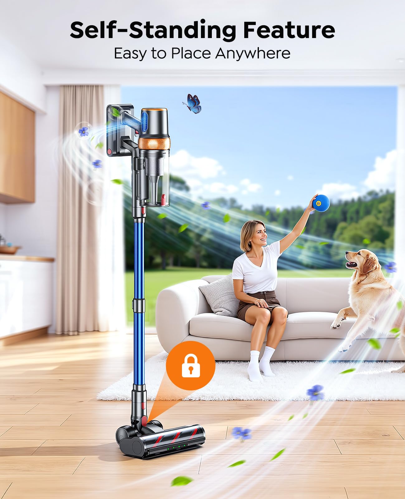 Cordless Vacuum Cleaner, 600W 50KPA 65Mins Vacuum Cleaners for Home, Upgraded Stick Vacuum with Extra Mattress Cleaning Tool, Self-Standing, Anti-Tangled Vacuum Cordless for Pet Hair/Floors/Carpets