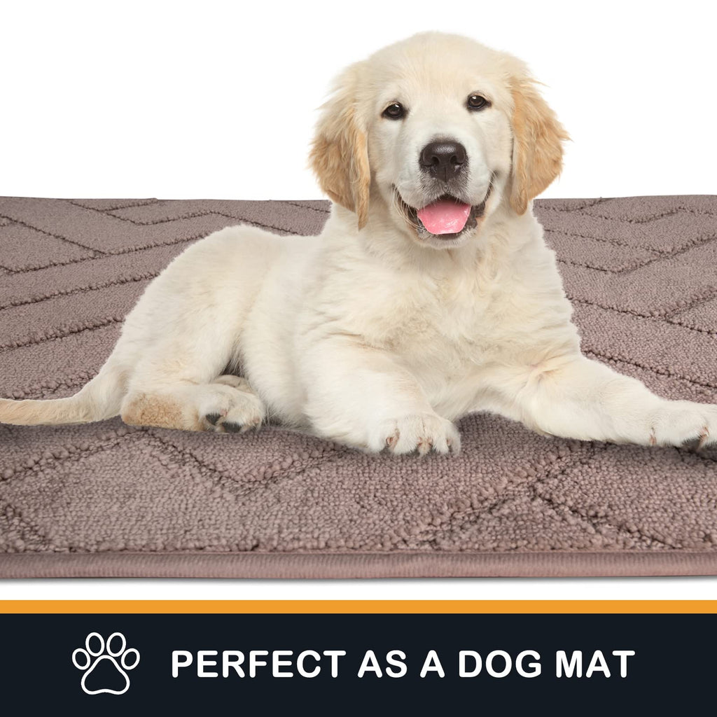 PURRUGS Dirt Trapping Door Mat 34" x 59", Non-Slip Machine Washable Entry Rug, Dog Doormat, Indoor Front Door Mat, Super Absorbent Entryway Rug for Muddy Shoes & Paws, Grayish Brown