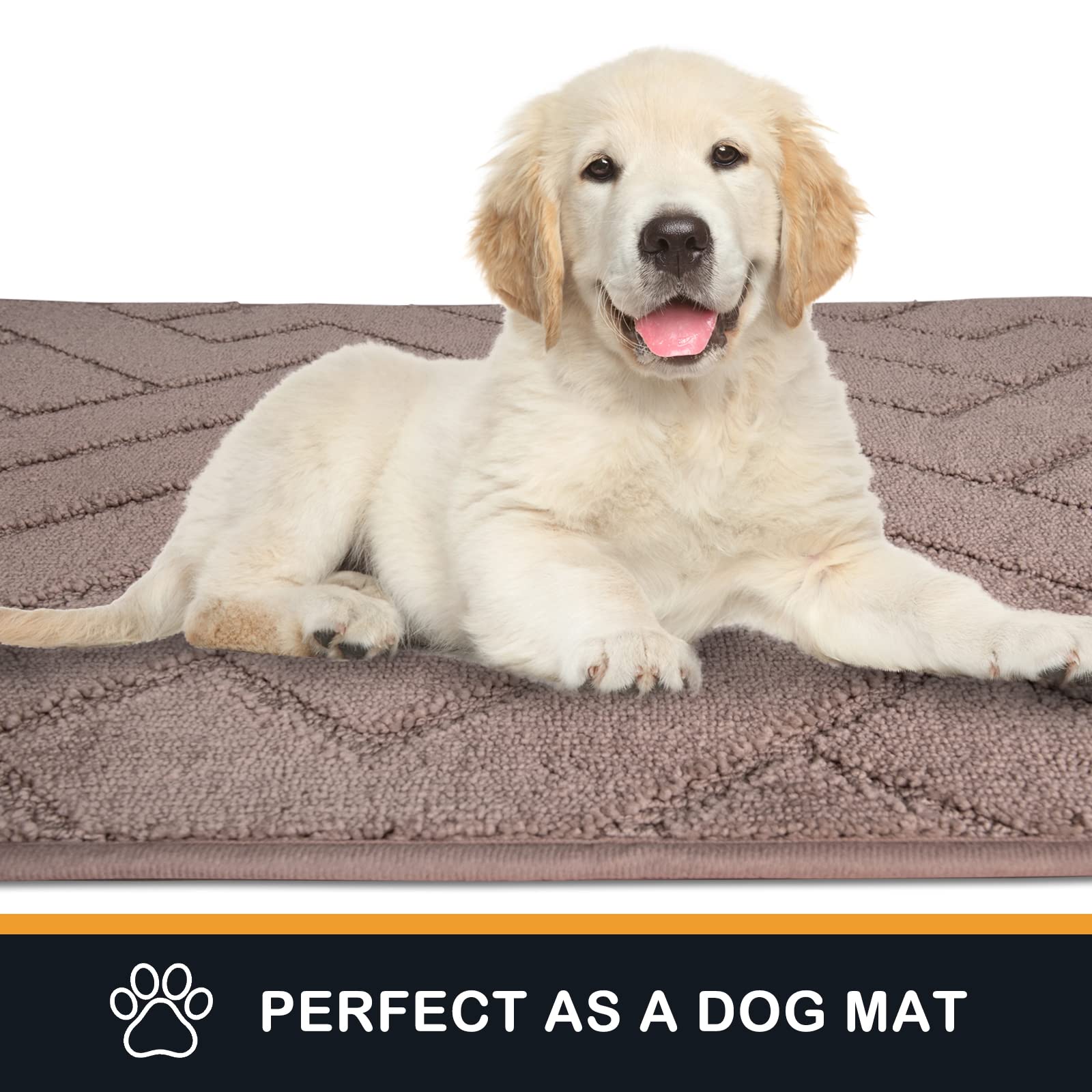 PURRUGS Dirt Trapping Door Mat 34" x 59", Non-Slip Machine Washable Entry Rug, Dog Doormat, Indoor Front Door Mat, Super Absorbent Entryway Rug for Muddy Shoes & Paws, Grayish Brown