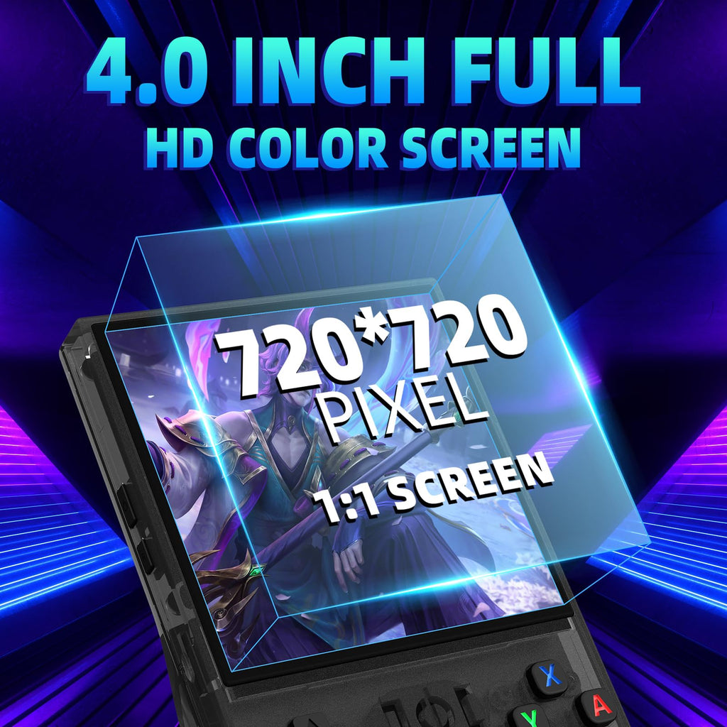 R36MAX Retro Gaming Console, 4.0 Inch Handheld Game Console with 64GB Classic Video Games Inchluded,Support 30+ Simulators,Hand Held Game Console for Christmas (Black)