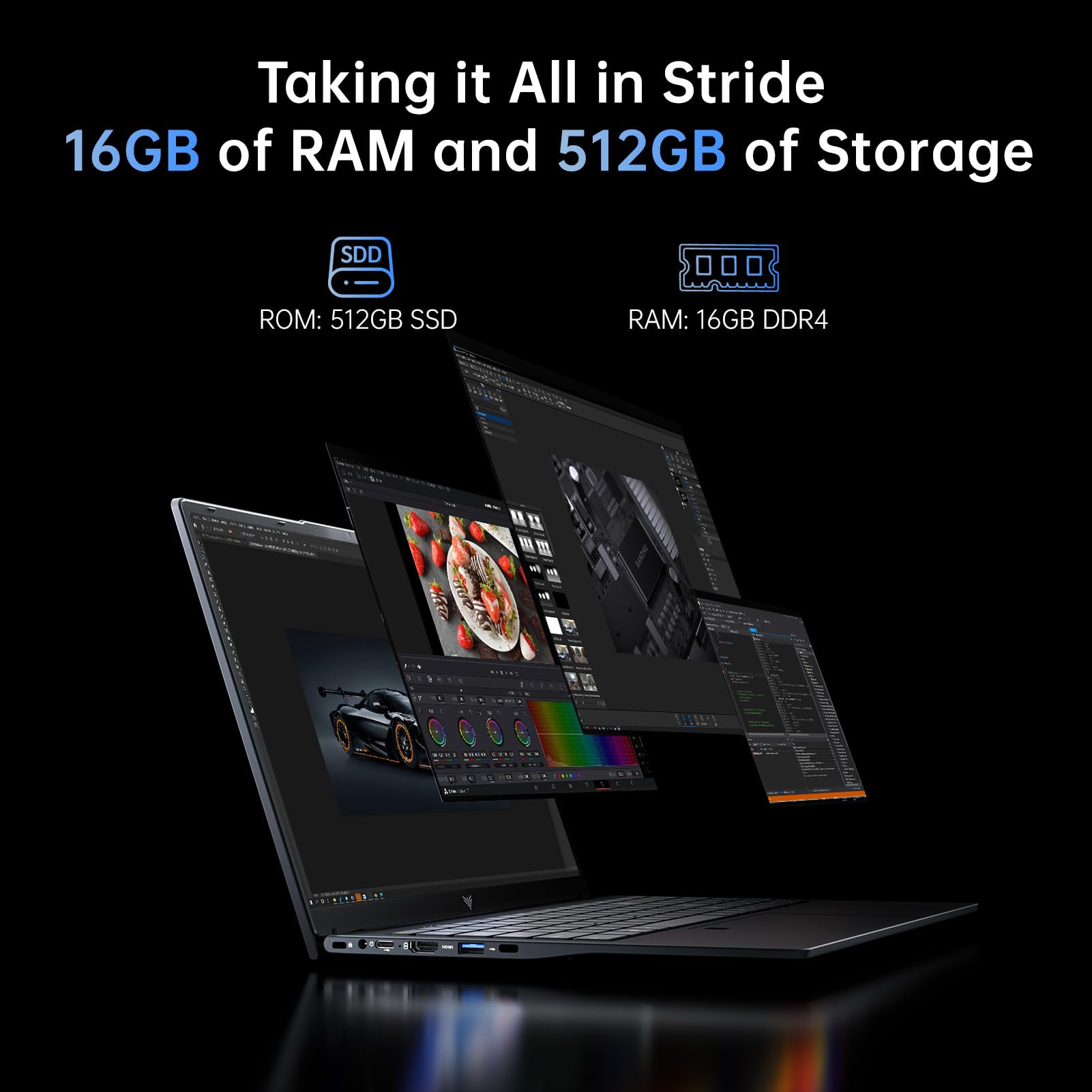MALLRACE 2026 Laptop, 15.6 Inch FHD IPS Display, AMD Ryzen 3 4300U(Beat Intel Processor N100,up to 3.7GHz), 16GB DDR4 RAM, 512GB SSD, Windows 11 Pro, 54.72Wh Battery,WiFi 5,Backlit Keyboard