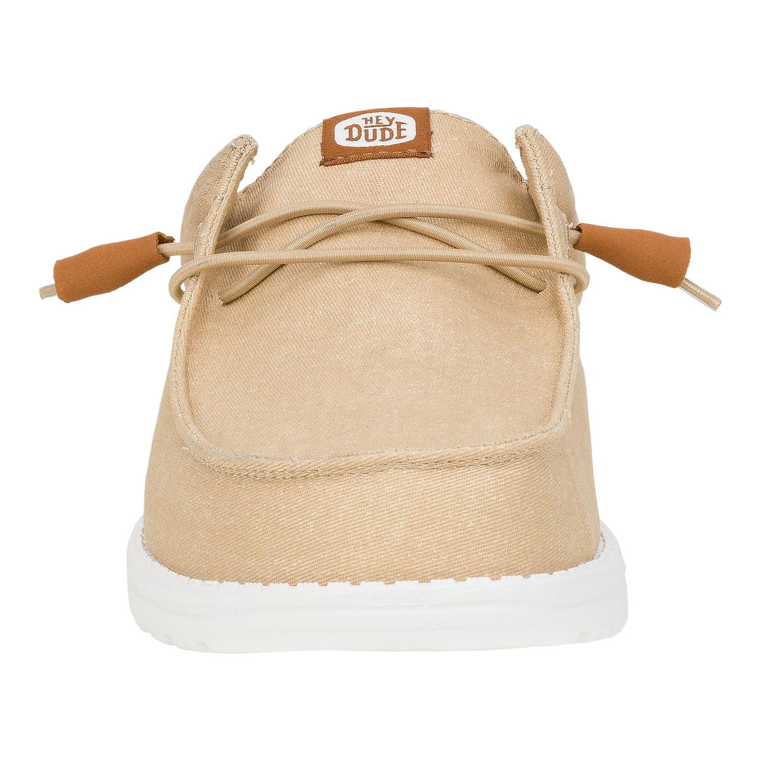 HEYDUDE Men's Wally Slip Stretch Canvas Loafer Tan/White