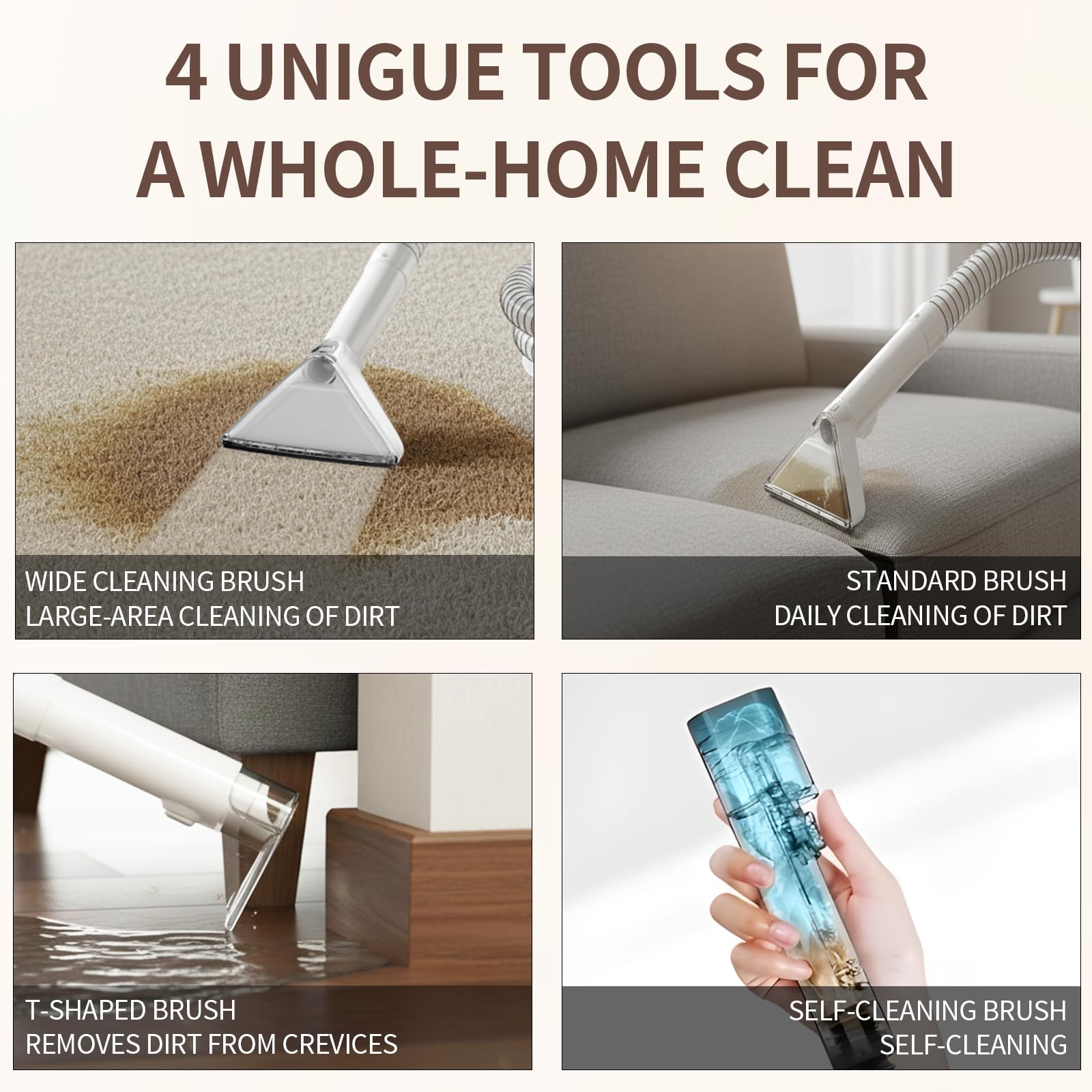 COCEAN Carpet Cleaner Machine With Carpet Shampooer, Upholstery cleaner, Carpet Shampooer Machine, 250ML Rug Shampooer, Spot Cleaner Machine, Couch, Pets, Furniture,Car detailing With 4 Cleaning Tools