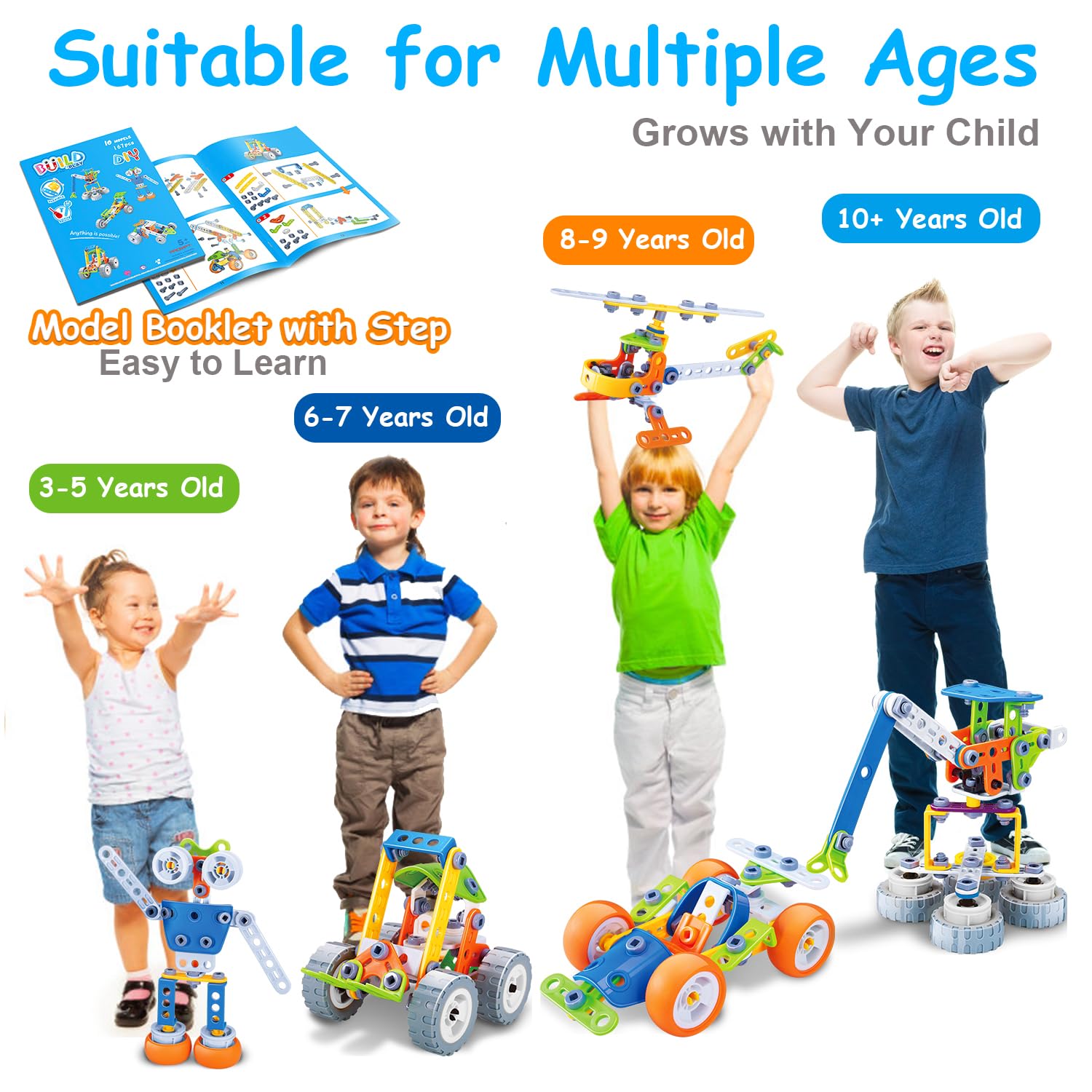10 in 1 STEM Toys for 4 5 6 7 8+ Year Old Boy Girl Birthday Gifts Building Toys for Kids Ages 4-8 5-7 6-8 Educational Learning Stem Activities for Boys 3-5 4-6 8-10 Creative Games Valentine Idea Gift