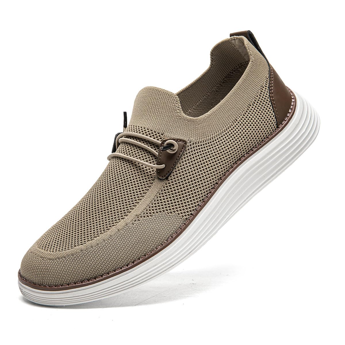 WOHHHW Men's Loafers Slip On Shoes Men Boat Shoes Casual Walking Shoes for Men Comfort Lightweight Breathable Brown Size 11