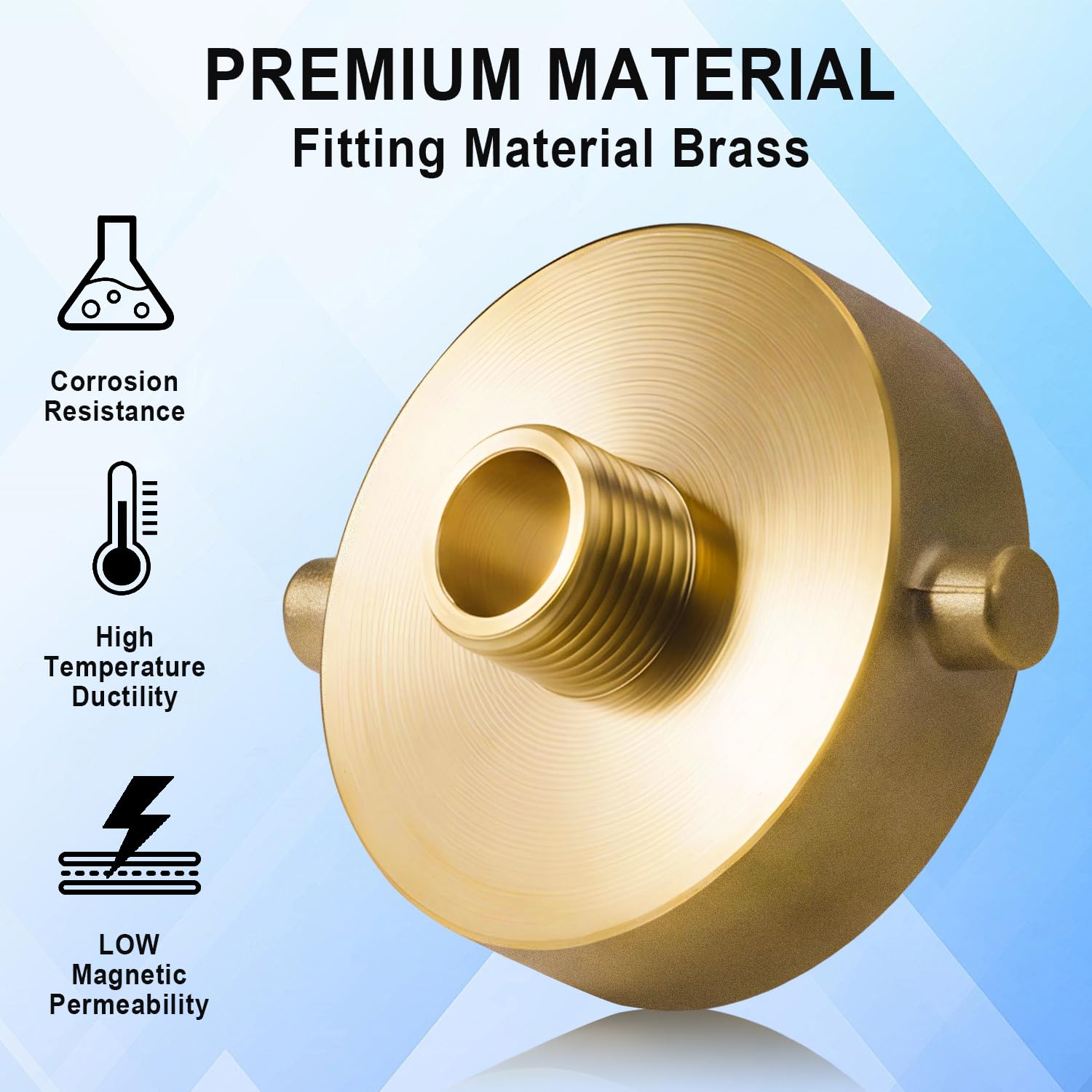 Mejiao Fire Hydrant Adapter, 2-1/2" NST (NH) Female to 3/4" GHT Male Brass Adapter with Pin Lug, Fire Equipment Hydrant to Garden Hose Connector for Fire Hydrants, Hoses, Pipes