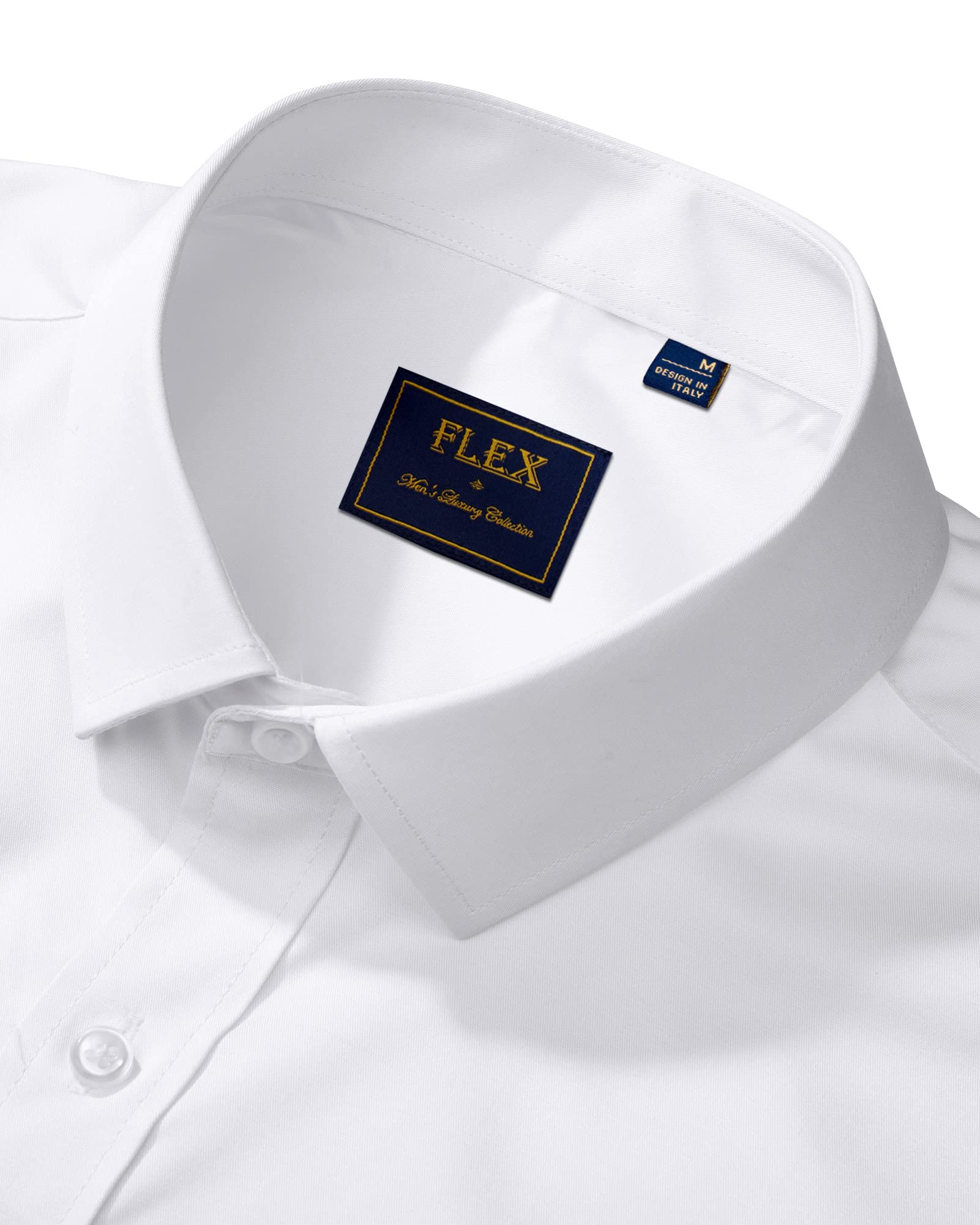 J.VER Men's Dress Shirts Solid Long Sleeve Stretch Wrinkle-Free Formal Shirt Business Casual Button Down Shirts White Large