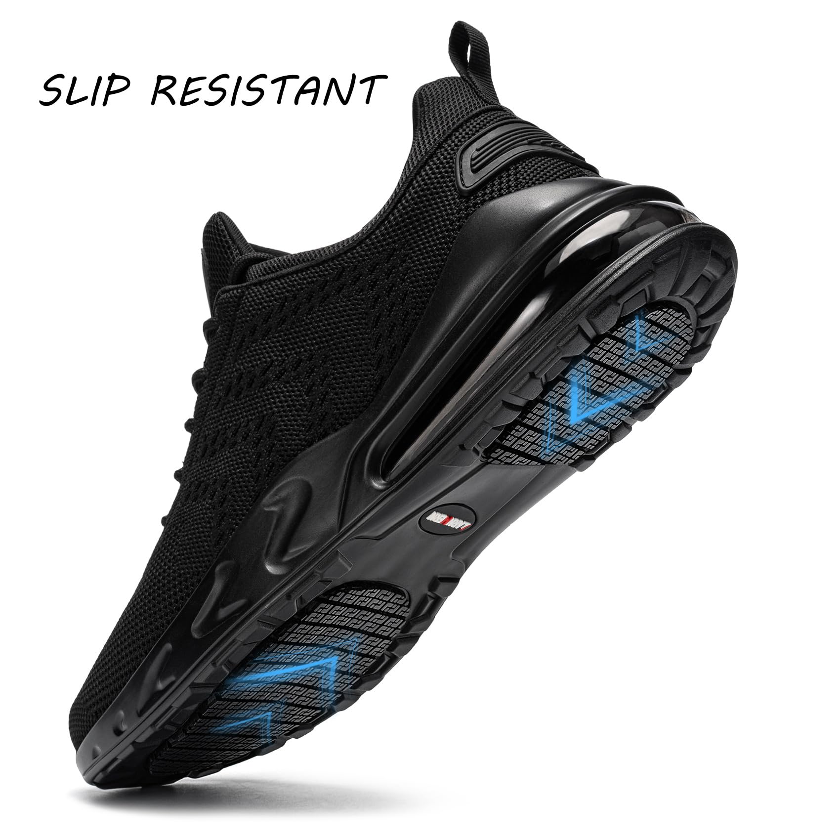 LARNMERN Men Non Slip Work Sneakers Water Resistant Food Service Zapatos Trabajo Antideslizantes Walking Shoes Waterproof Shoes Slip-on, Black 8