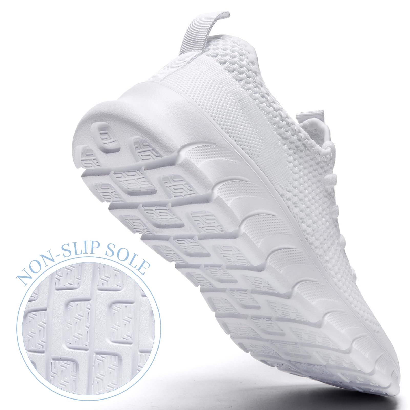 RJYWGS White Sneakers for Women Men Tennis Shoes Running Gym Sneaker Slip On Walking Lightweight Athletic Workout Fashion Sports Shoes White Size Women 8/ Men 6.5