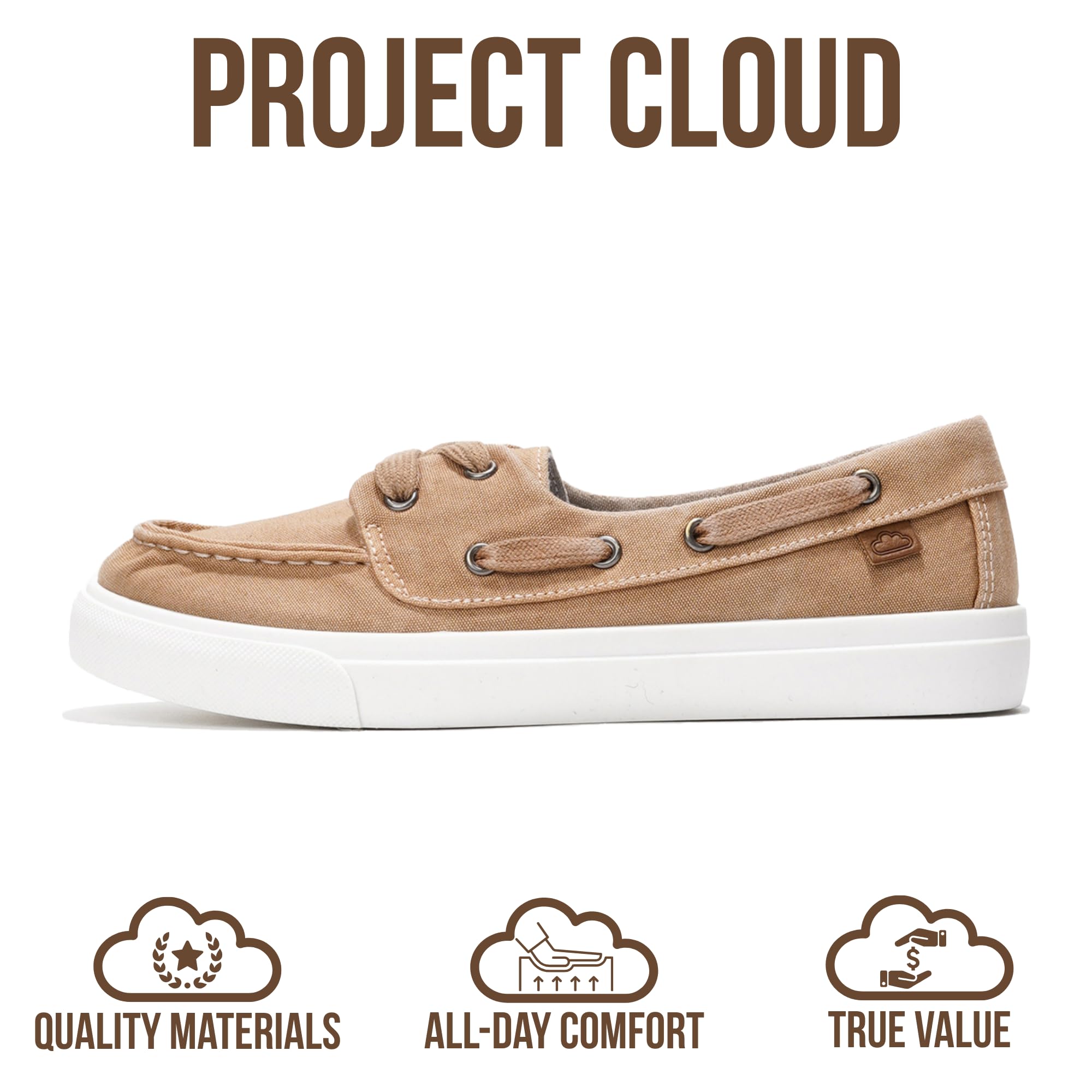 Project Cloud Canvas Sneakers for Women - Memory Foam Slip On Shoes Women Footwear - Lightweight and Non Slip Fashion Sneakers (Seasalt, TANCVS,7.5M)