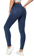 IUGA Stretchy Jeans for Women High Waist Jeggings Tummy Control Skinny Jeans Pull on Leggings with Pockets Trendy Casual(Dark Blue, Large)