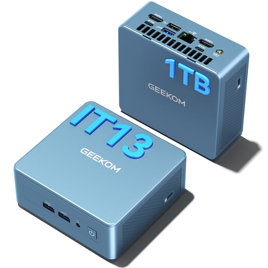 High Speed GEEKOM IT13 Mini PC 2026 with 13th Gen Intel i5-13600H |16GB RAM | 1TB SSD | Windows 11 Pro | 2 X USB4.0(40Gbps) | Quad Display| WiFi 6E |SD Slot | Intel NUC13 Replacement Desktop Computers