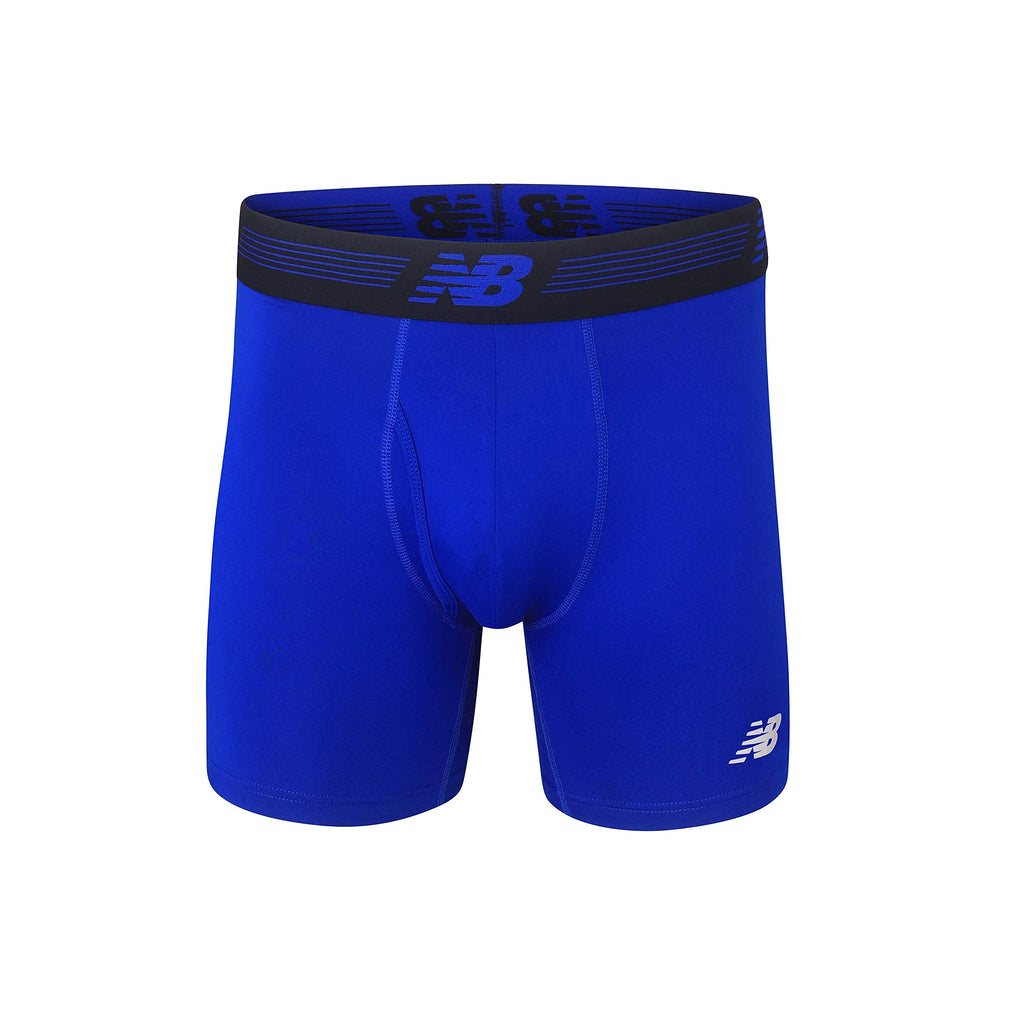 New Balance Men's Performance Boxer Briefs with Fly, Breathable Stretch Underwear, Moisture Wicking, Soft Waistband (3 Pack), Cadet/Team Royal/Royal, Medium