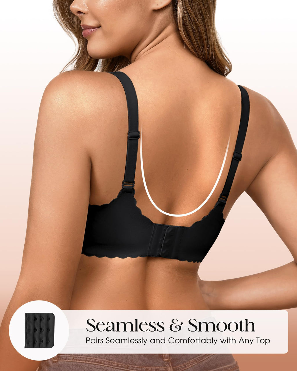 Wireless Seamless Bras for Women with Support - No Wire Push Up Womens Bra - No Underwire Padded Comfort Bralettes Breast Lift for Back Fat - Coverage Comfortable Bralette Wirefree 3 Pack(3P1,M)