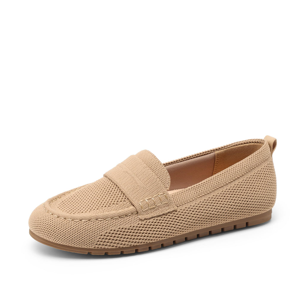 DREAM PAIRS Loafers for Women Penny Knitted Loafer Casual Comfortable Slip On Flats Work Business Walking Shoes,Size 6.5,Nude,SDLS26001W