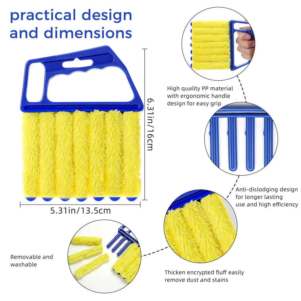 4Pcs Window Venetian Blind Cleaner Duster Tool,Washable 7 Fingers Dusting Cleaner and Air Vent Cleaner,Shutter Brush,Blinds Air Conditioner Keyboard Fan Duster Dirt Housekeeping Tool