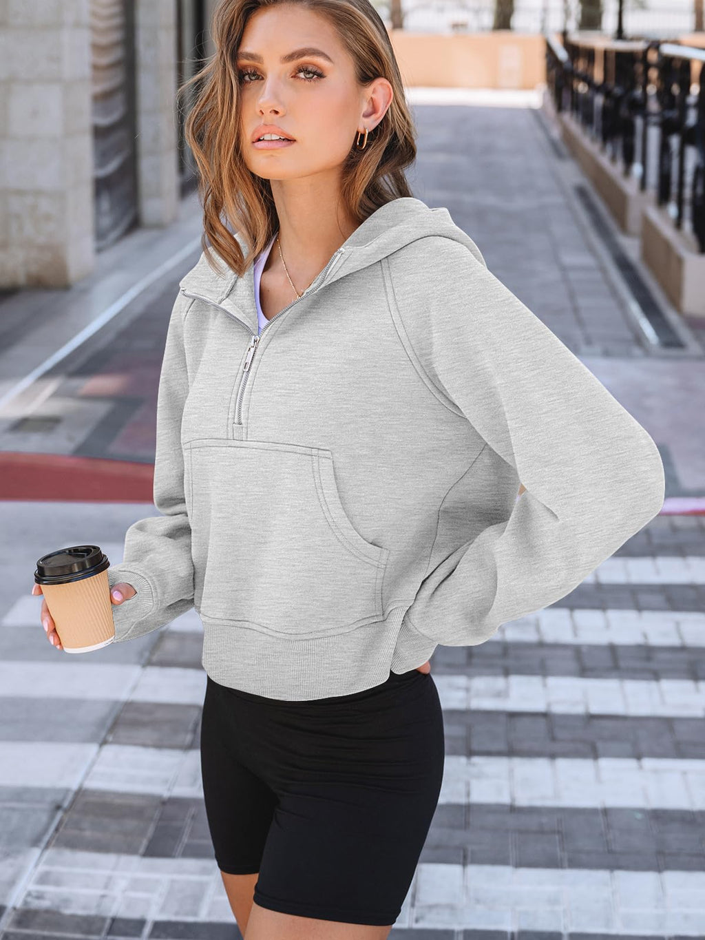 AUTOMET Womens Hoodies Fleece Fall Fashion Outfits Workout Sweatshirts Y2k Winter Zip Up Jackets Oversized Tops Clothes 2026 Grey S
