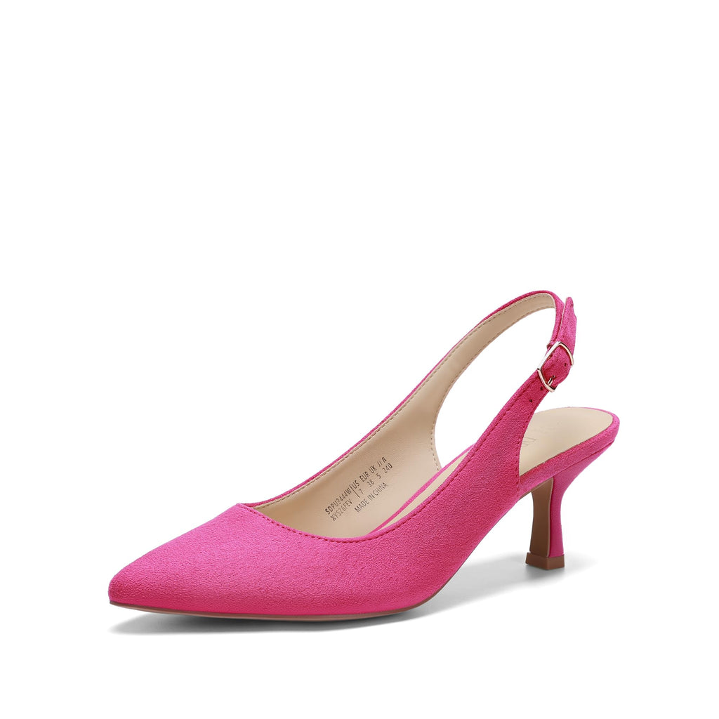 DREAM PAIRS Women's Kitten Heel Slingback Pointed Closed Toe Low Stiletto Heels Dress Bridal Elegant Wedding Pumps Shoes,Size 8,Hot Pink,SDPU2444W