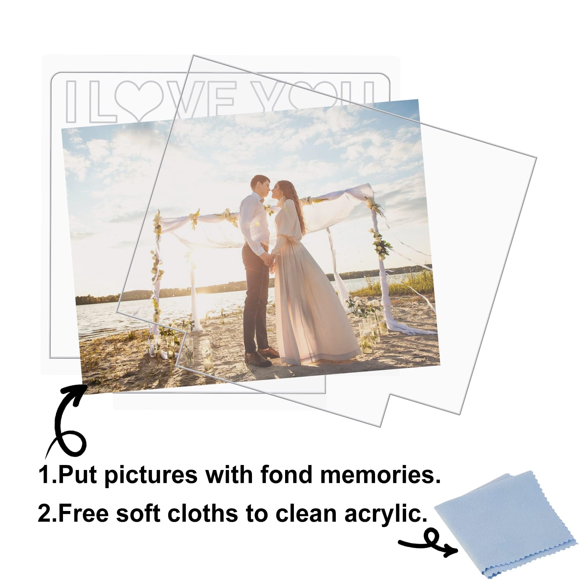 Light up Picture Frame, I Love You 4x6 Inches Acrylic Photo Frame with Night Light Desktop Decor Best Gifts for Lover Couple Wife Girl Friends Valentine's Day Anniversary Birthday Wedding Present