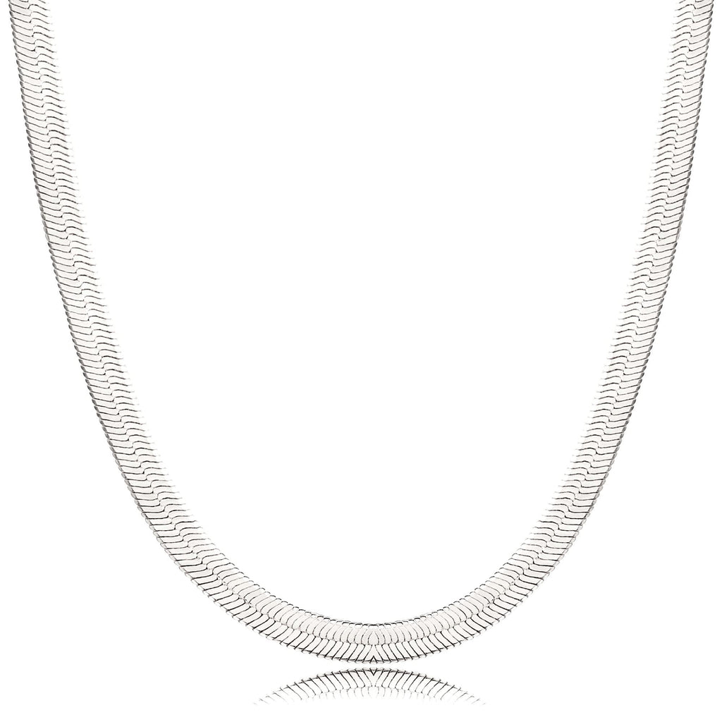 DEARMAY Silver Plated Herringbone Necklace for Women Dainty Sterling Silver Necklace Sterling Silver Choker Thin Snake Chain Necklaces