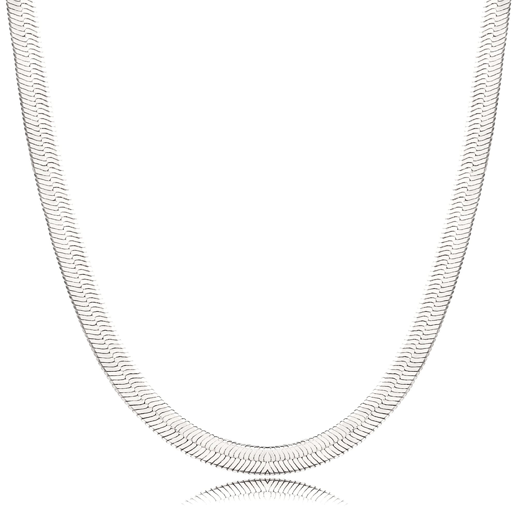 DEARMAY Silver Plated Herringbone Necklace for Women Dainty Sterling Silver Necklace Sterling Silver Choker Thin Snake Chain Necklaces