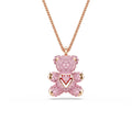 Swarovski Teddy Bear Pendant Necklace, Pink Crystals, Rose Gold-Tone Finish