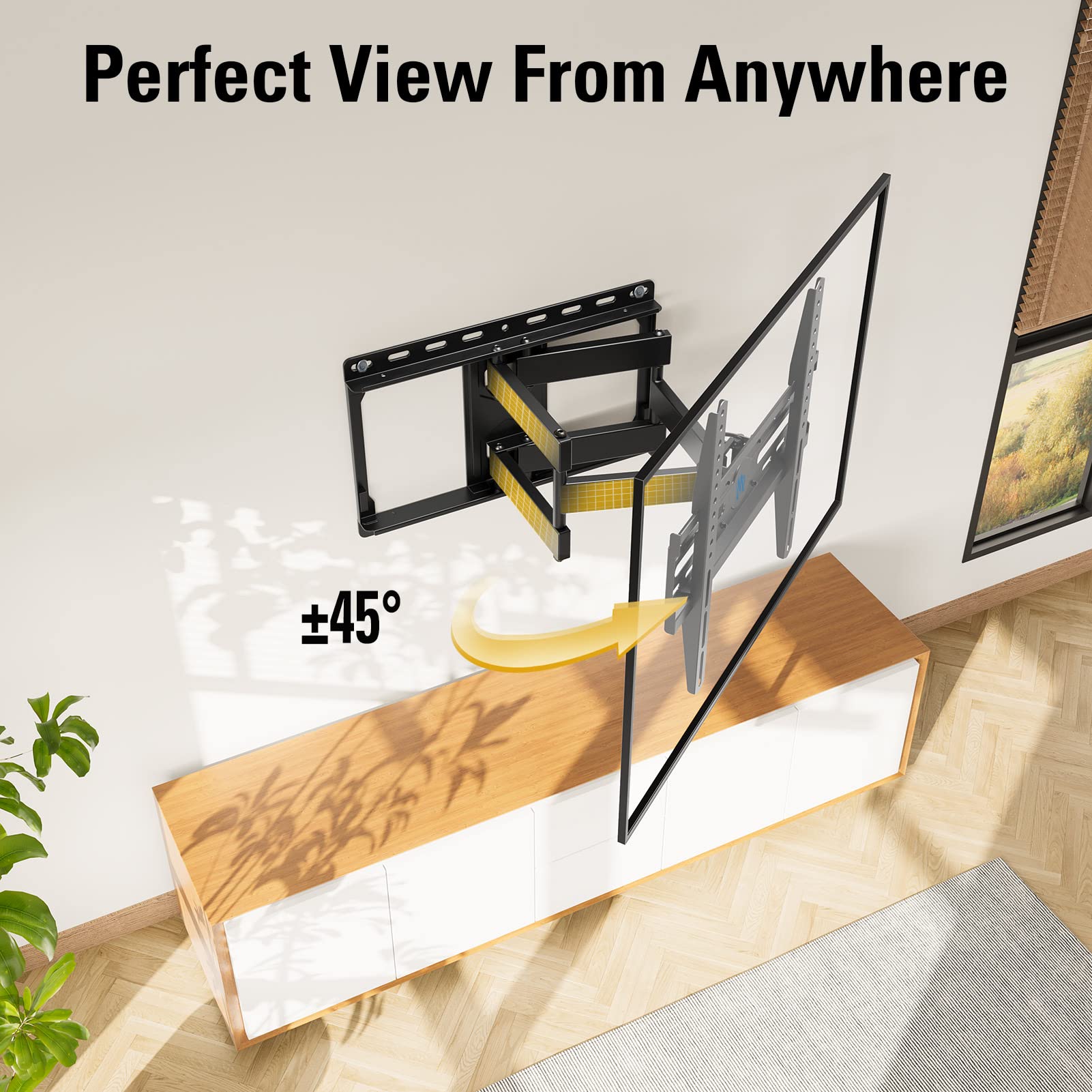 Mounting Dream TV Wall Mount for 32-65 Inch Television,Mount with Swivel and Tilt, Full Motion Bracket with Articulating Dual Arms, Fits 16inch Studs, Max VESA 400X400 mm, 99lbs, MD2380