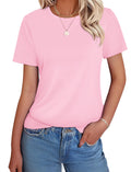 GKBK Cotton Tshirts for Women Short Sleeve Summer Tops Casual Crewneck Cute Basic Tee Tshirt Spring Clothes Outfits 2026 Trendy Pink