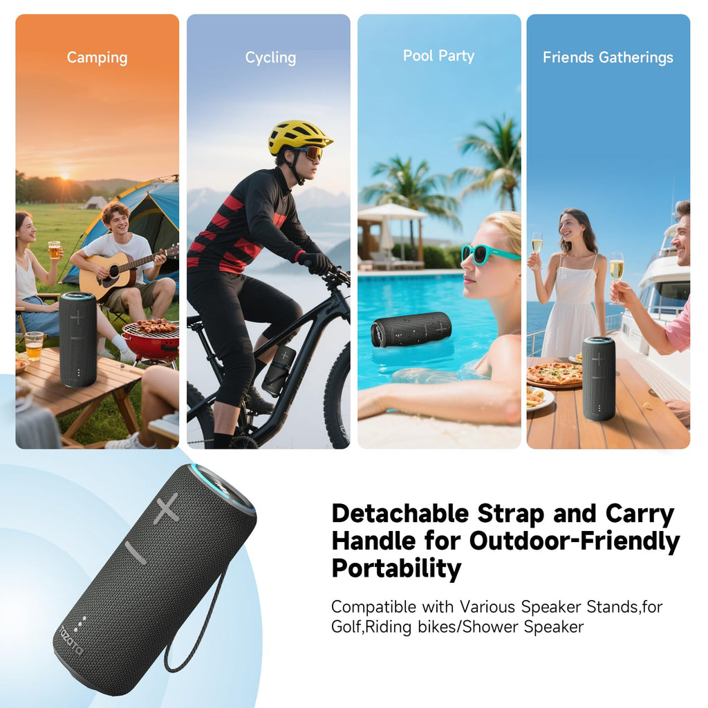 TAZATA Portable Bluetooth Speaker, 30W 360° Surround Sound IPX7 Waterproof Wireless Golf Speakers,Outdoor Loud TWS Speaker for Beach,Party,Camping,Birthday Valentines Gifts