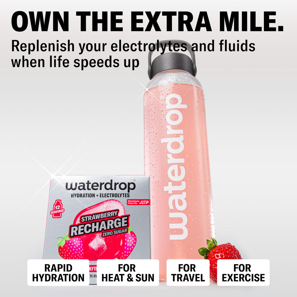 Waterdrop Microlyte Strawberry 2 Pack – Sugar-Free Electrolytes for Fitness & Hydration – 24 Drops with Magnesium, Calcium, Sodium + Zinc – Electrolyte Water Flavoring in Strawberry