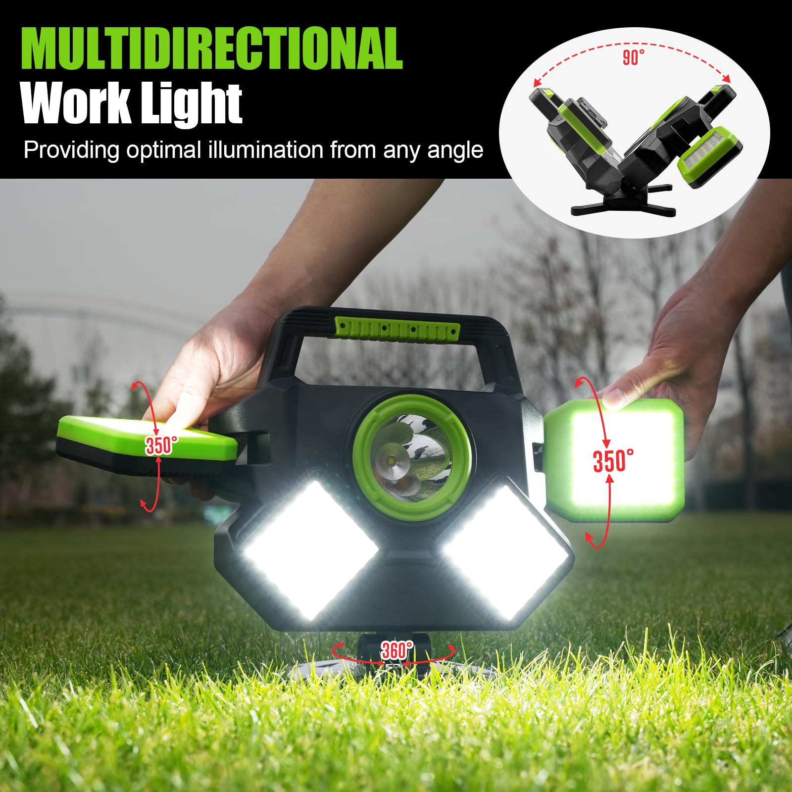 SYLSTAR 55W Rechargeable Work Light, 5000LM Magnetic Work Light, Foldable&360° Rotatable Led Work Light with 6 Light Modes, Portable Work Lights for Mechanic Jobsite Workshop Car Repairing