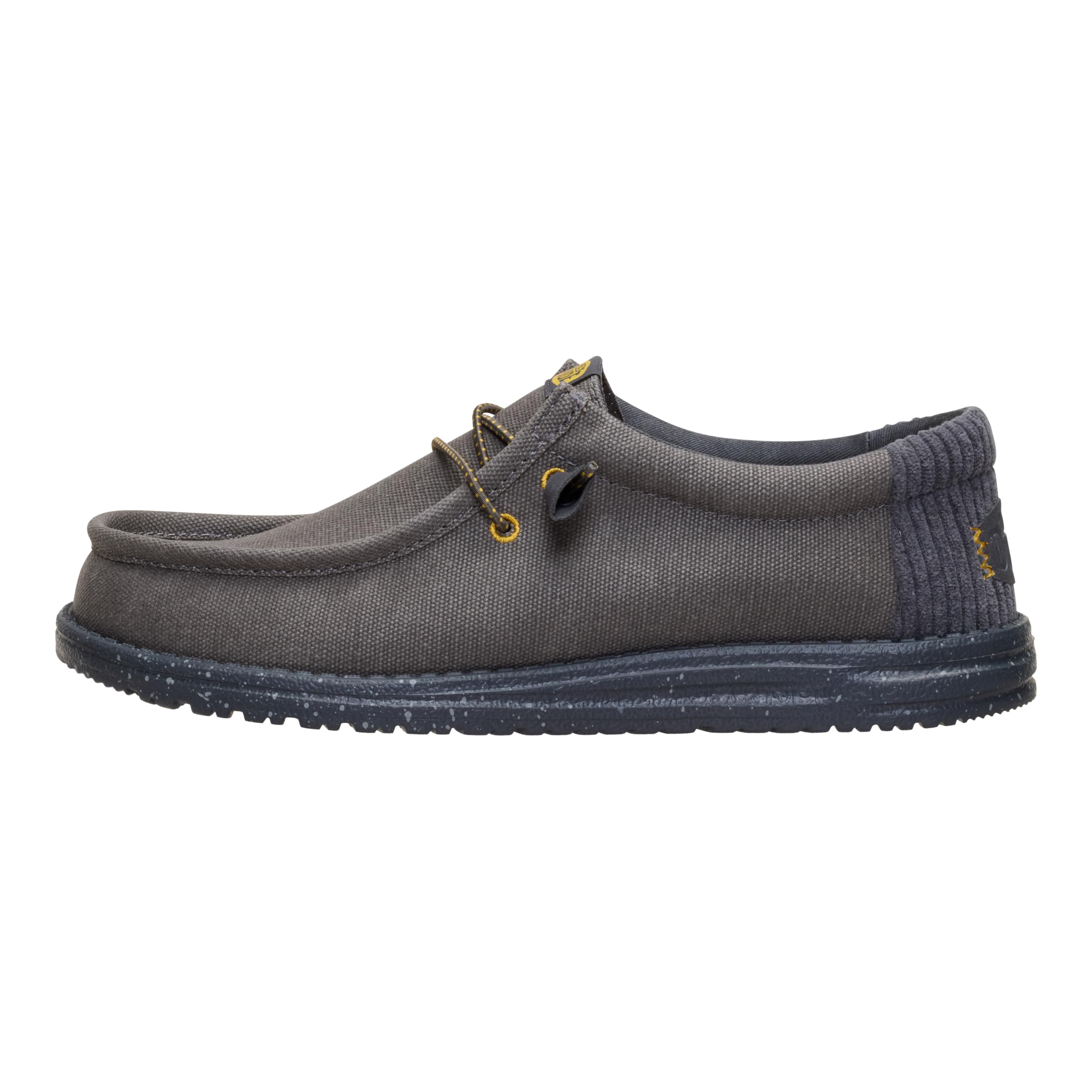 HEYDUDE Wally Waxed Casual Dark Grey Size 8, Men’s Shoes, Slip-on Loafers, Comfortable & Light-Weight