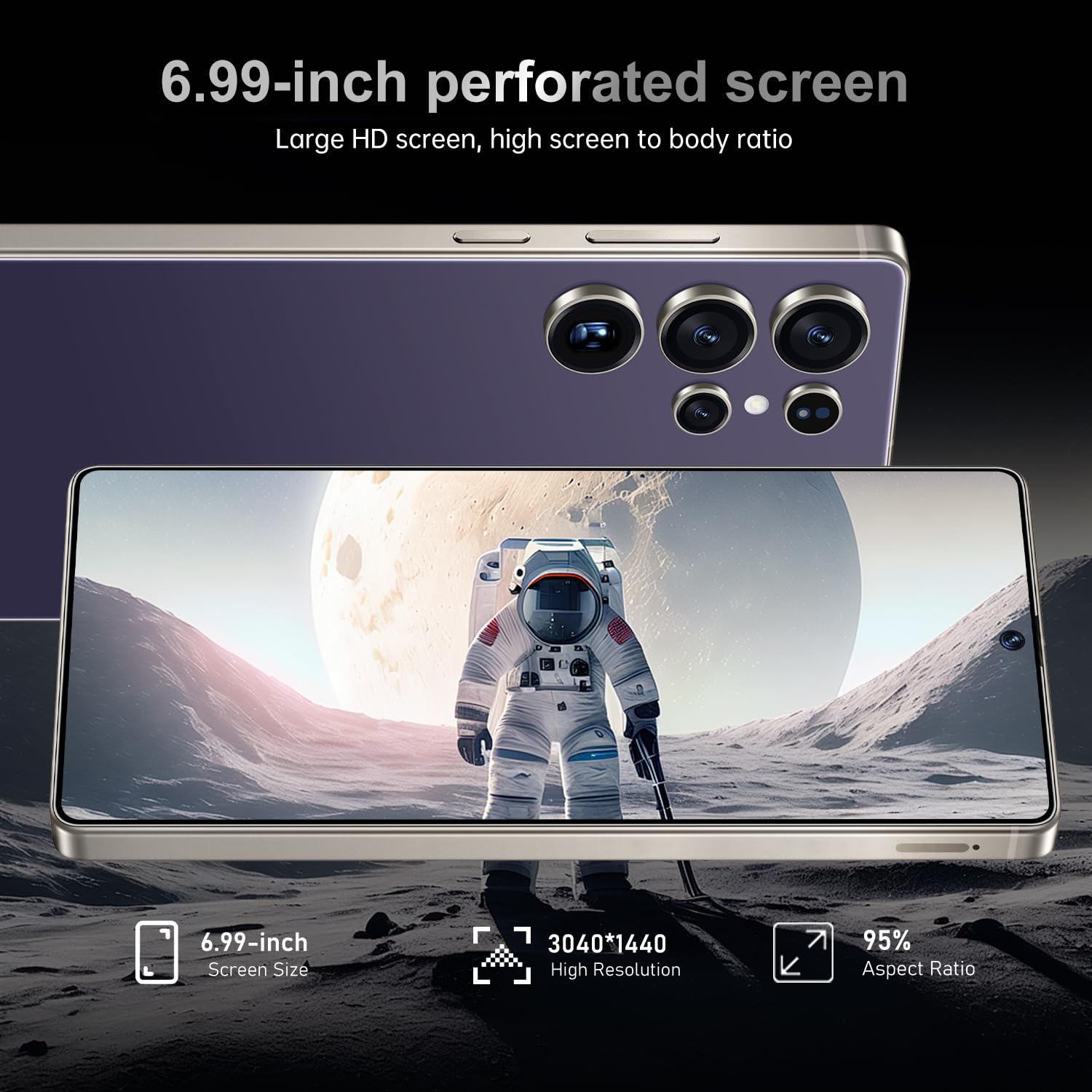 MMY I25 Ultra 5G Unlocked Smartphone,16GB+512GB Fully Cell Phone for Android 14, 6.99" Unlocked Cell Phone, 7000mAh, 68MP+108MP Dual Camera/Dual SIM/Fingerprint Lock/Face (Purple)