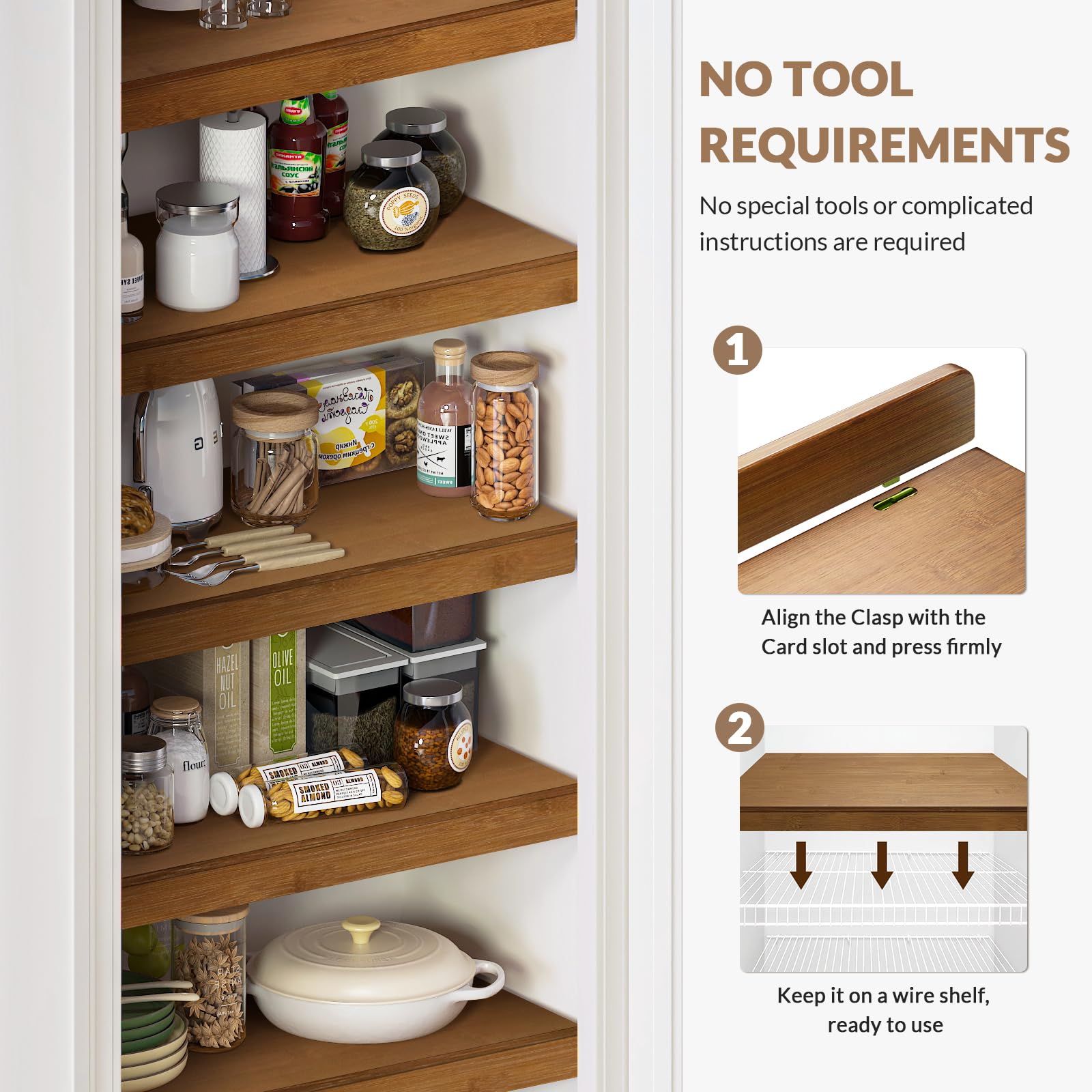 Gashell Wire Shelf Covers, Bamboo Wire Rack Covers for Pantry, Closet (5pcs, 36" W x 12" D)