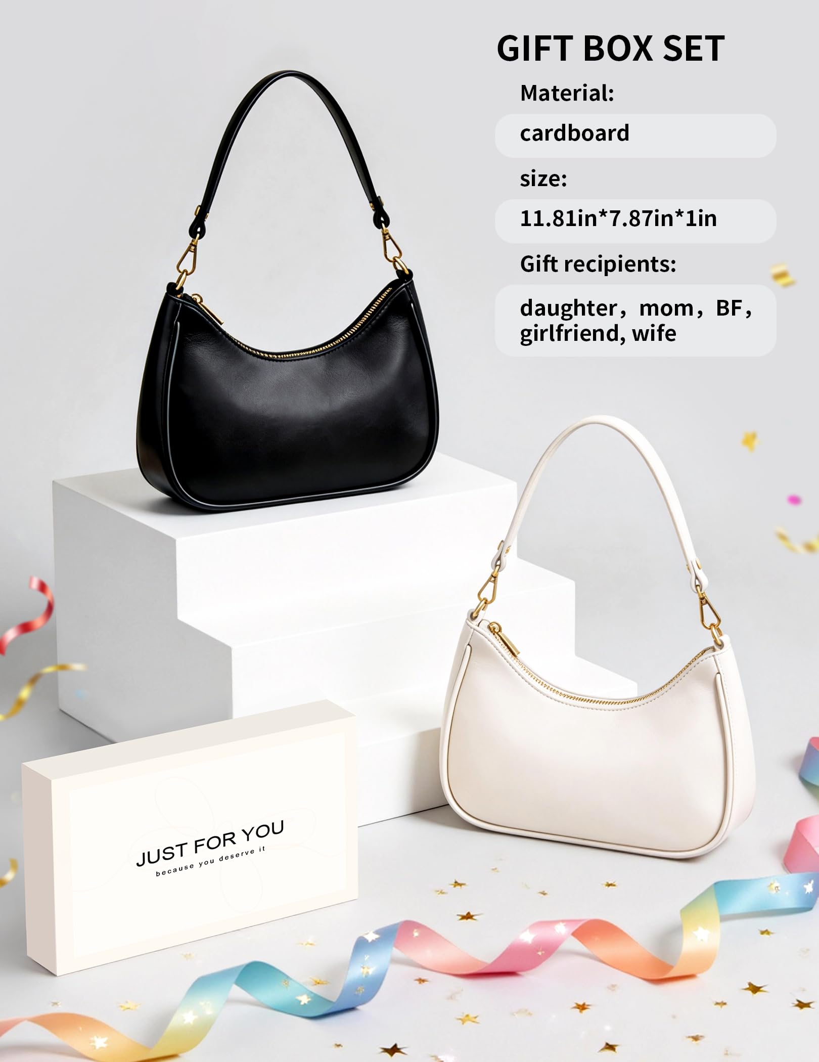 Mivorica Small Shoulder Bag for Women - Trendy little Crescent Purse & Underarm Handbag with Detachable Chain Strap - Cute Mini Hobo Clutch for Travel & Party, Cream White Vegan Leather