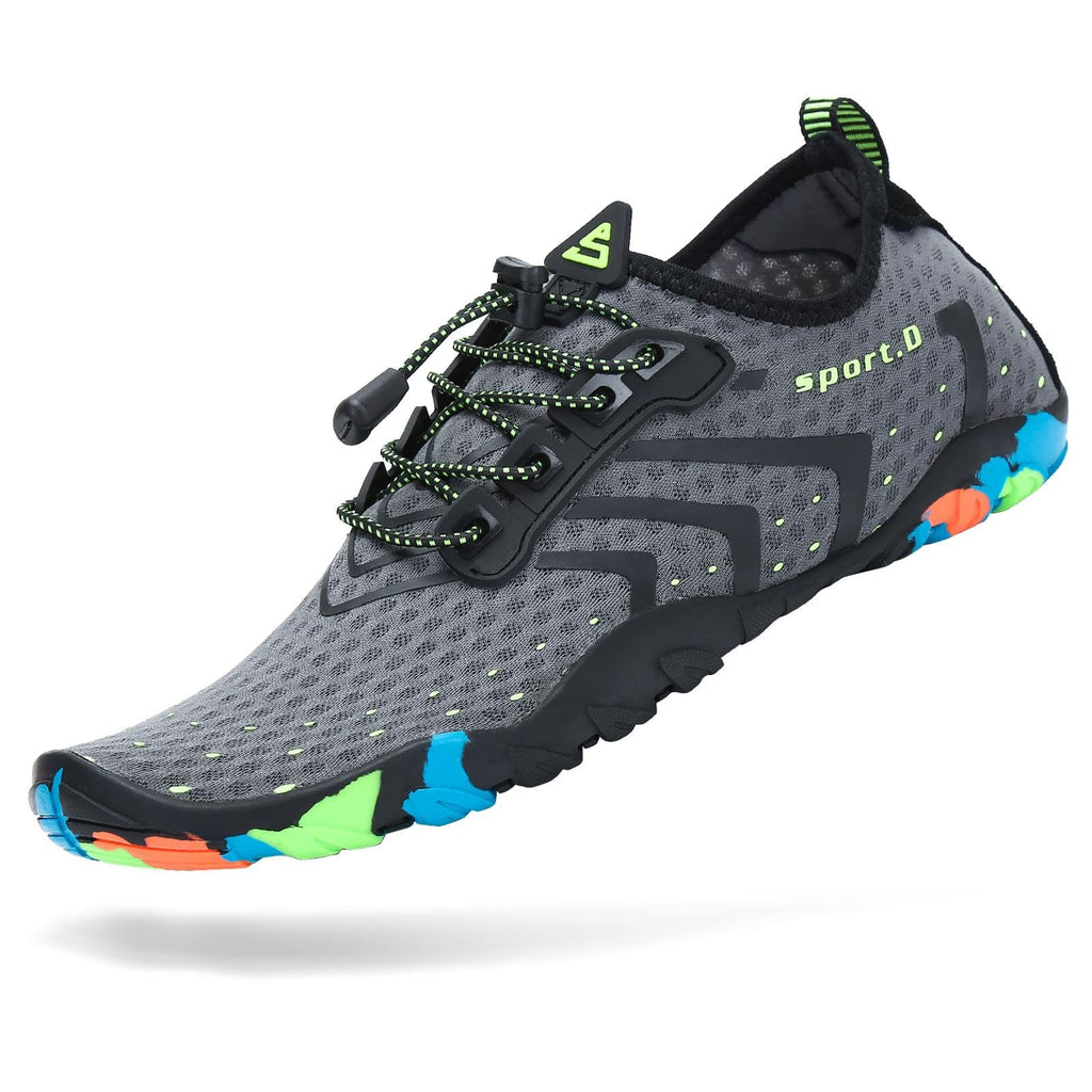 Mishansha Water Shoes for Women Men, Quick-Dry Barefoot Swim Shoes with Drainage Holes, Lightweight Aqua Shoe for Beach Pool River Boating Yoga Walking 10.5 Women/8.5 Men Battleship Grey