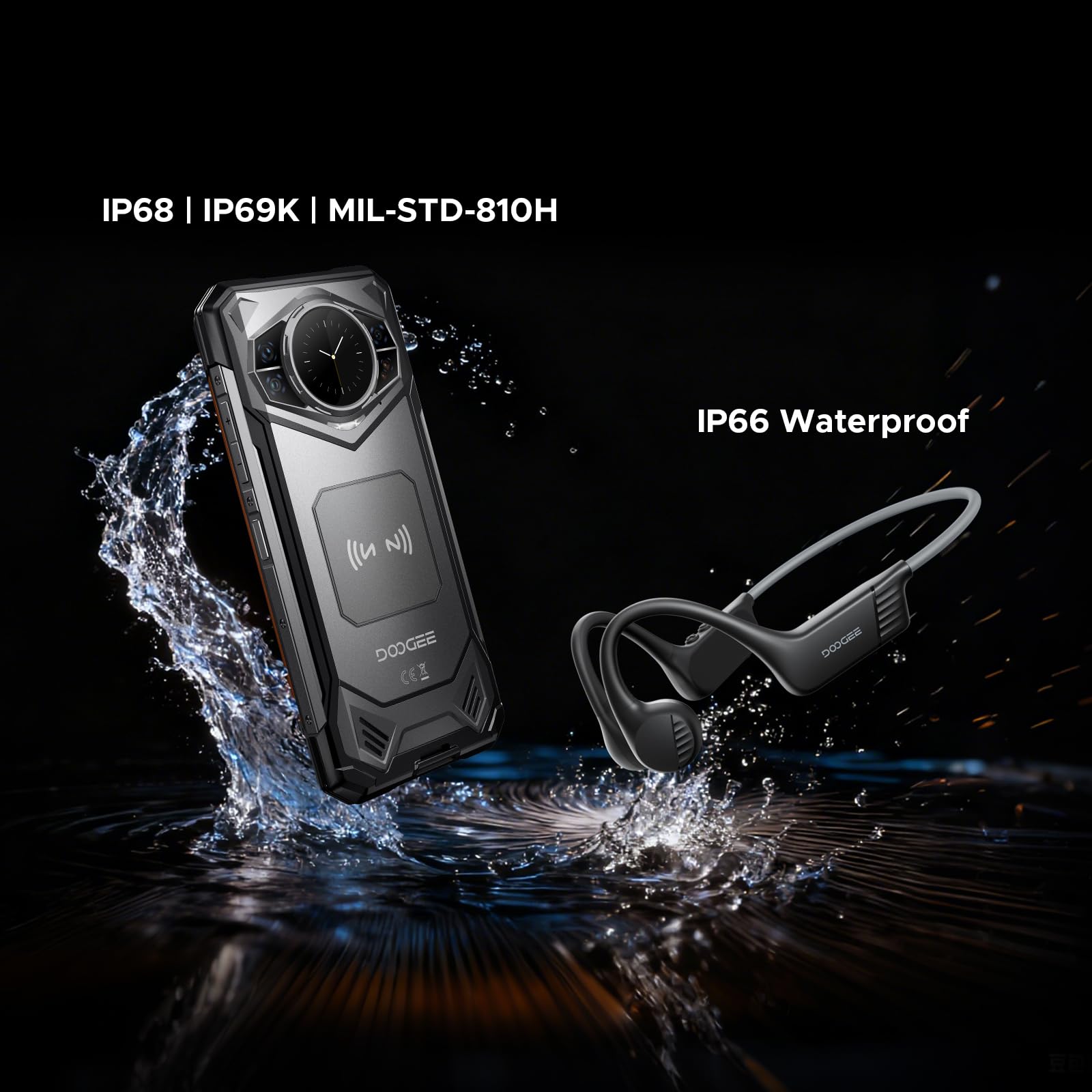 DOOGEE S200 5G Rugged Phone Unlocked, 6.72" FHD + 120 Hz Display & 1.32" Rear Screen, 48GB+256GB/2TB, Android 16 Rugged Smartphone, 10100mAh, 100MP+20MP Night Vision, IP68/IP69K/NFC/Fingerprint/GPS