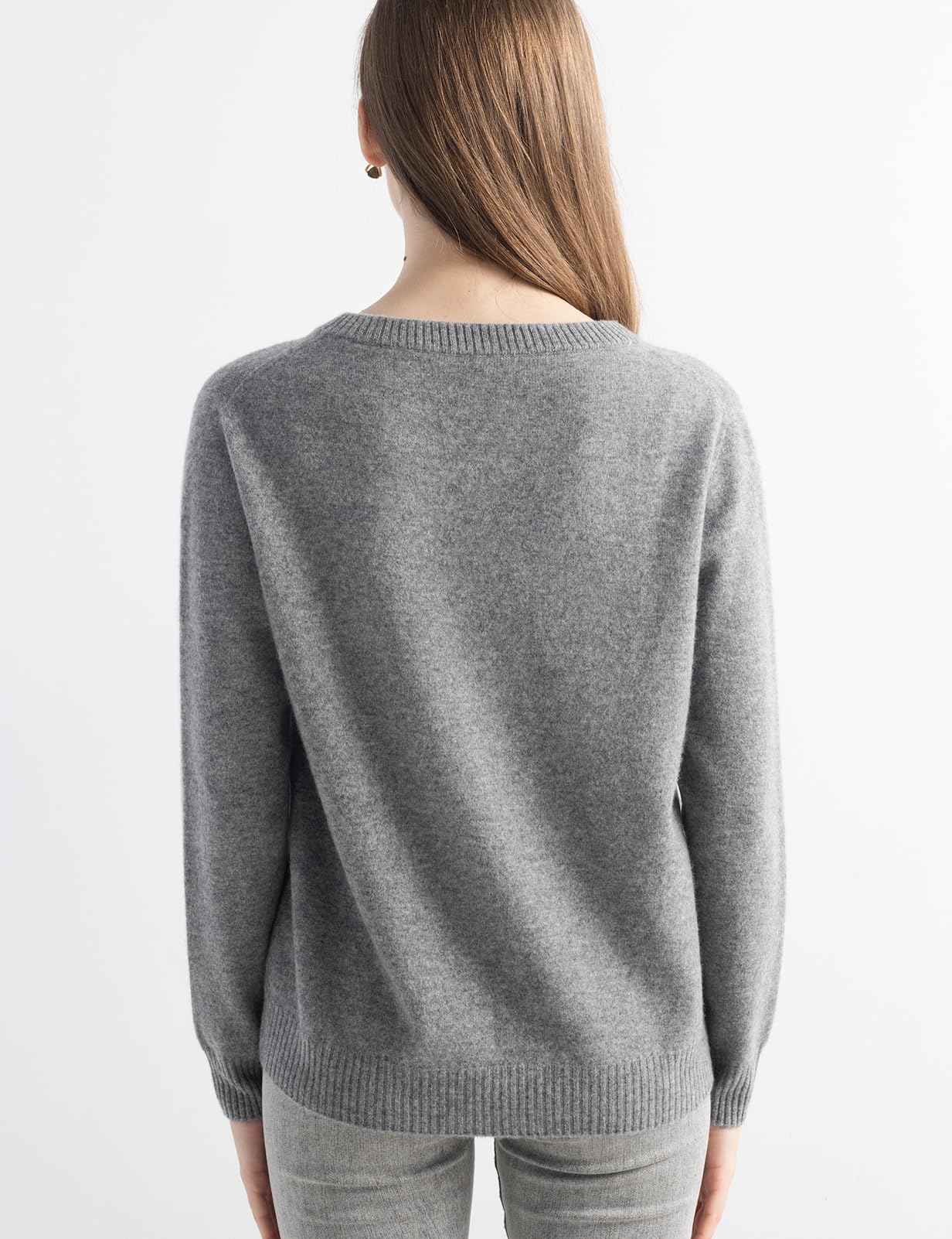 Chanyarn Women's 100% Pure Cashmere Cardigan Crew Neck Long Sleeve 2025 Fall Winter Warm Soft Knit Cardigan Sweater (Grey17177,M)