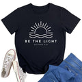 YITAN Women Cute Tops Be The Light Graphic Tee Shirts Black Large