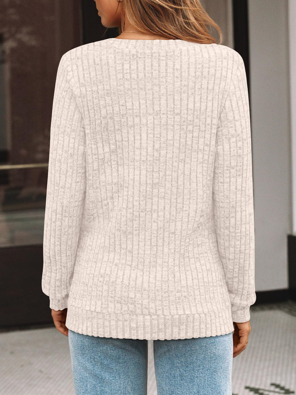 AUTOMET Womens V Neck Long Sleeve Shirt Fall Fashion Tops Tunic Dressy Casual Sweater Clothes Cute Trendy Work Outfits 2026 Apricot L