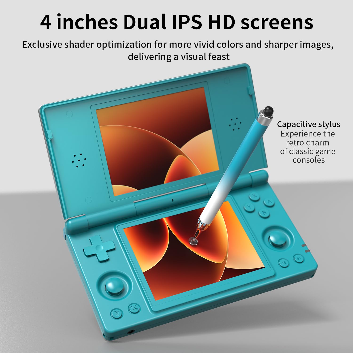 Aivuidbs RG DS Foldable Handheld Game Console RK3568 Anbernic RG DS Android 14 System two-Player Joystick Top and Bottom Dual Screen 4 inch OCA Full Touch Screen 4000mAh 3 + 32gb (RG DS-Turquoise Blue-new)
