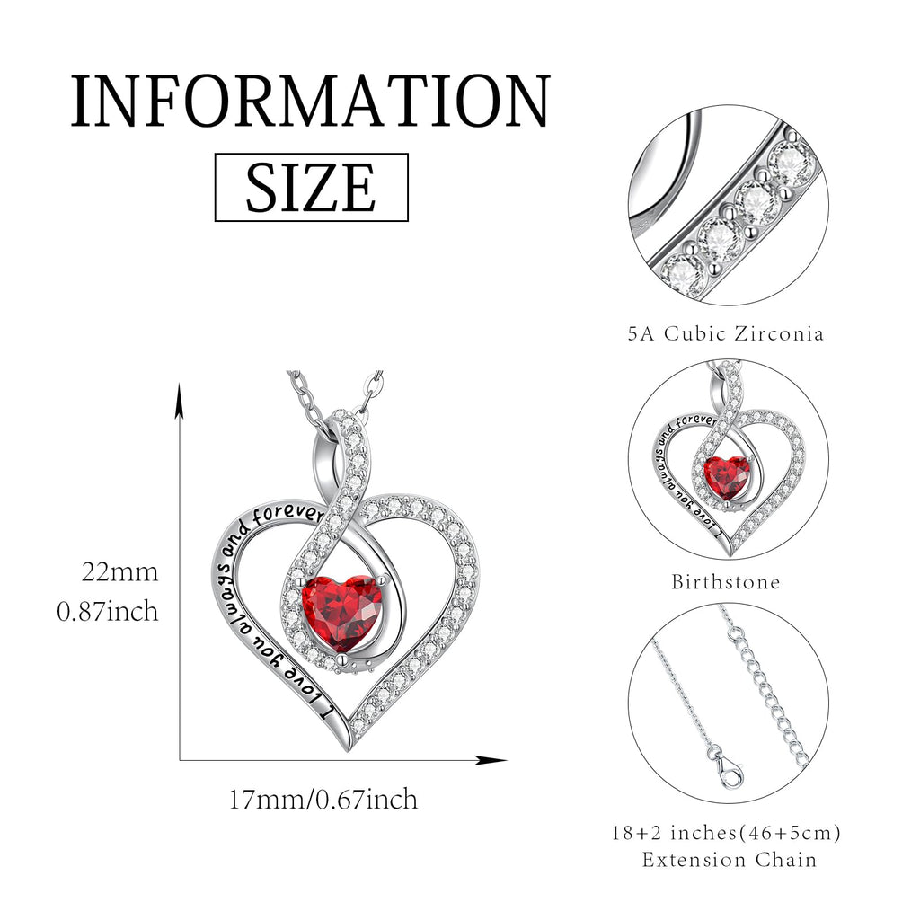 OKROKTOT August Love Heart Birthstone Necklace Women Infinity Heart Necklace I Love You Always and Forever Jewelry Mothers Valentine's Day Gifts for Her Mother Wife Daughters
