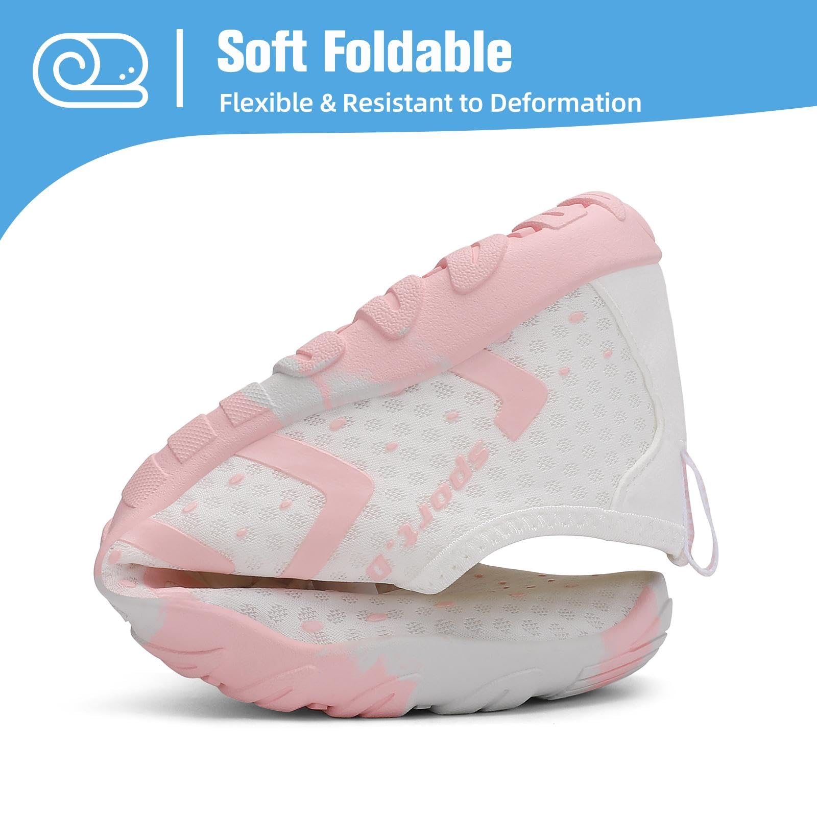 Mishansha Water Shoes for Women Men, Quick-Dry Barefoot Swim Shoes with Drainage Holes, Lightweight Aqua Shoe for Beach Pool River Boating Yoga Walking 6 Women/5 Men Light-Pink