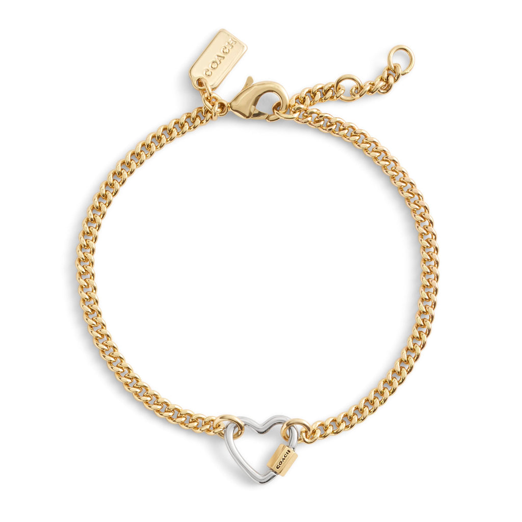 COACH Women's Signature Carabiner Heart Link Bracelet