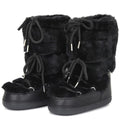 ZHENAIYISHENG Faux Fur Boots for Women - Fuzzy Fluffy Furry Water Resistant Snow Boots for Women - Anti-Slip with Cotton Sponge Lined and TPR Rubber Sole Black White Fur Boots black 8 9